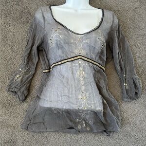 The Limited Charcoal Sheer Blouse